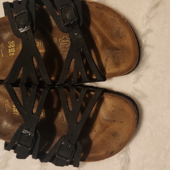 Birkenstock suade black sandals near new size 7W true size fit 8 1/2 to 9 - Picture 4 of 10